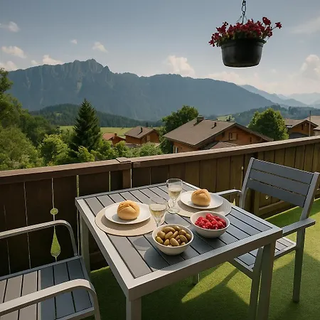 Avec Terrasse Et Vue Alpine דירה